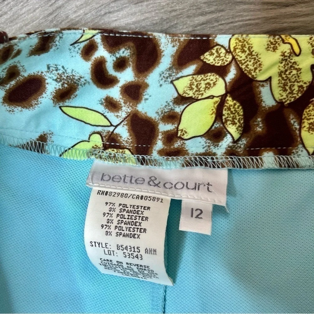 Vintage Y2K Leopard Floral Aqua Skort Mini Skirt NWT Size 12 Golf Tennis